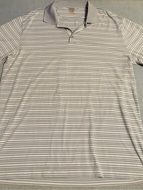 TEHAMA Men's Gray & White Striped Polo